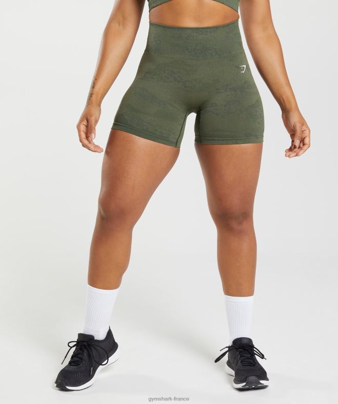 Gymshark adapter le short camouflage sans couture olive mousse/olive noyau femmes 6HF2814