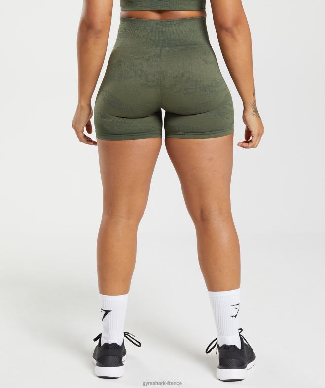 Gymshark adapter le short camouflage sans couture olive mousse/olive noyau femmes 6HF2814