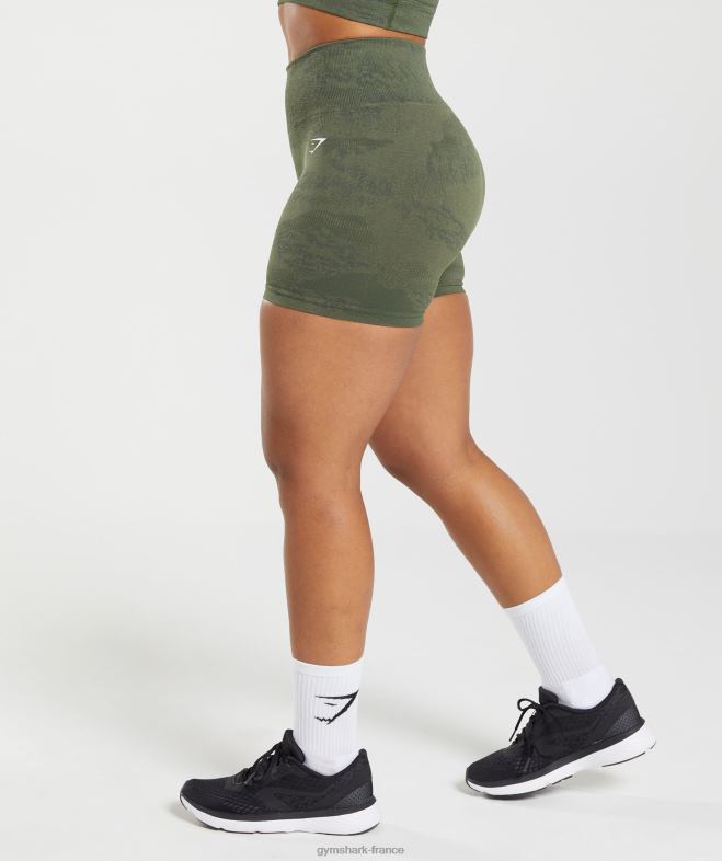 Gymshark adapter le short camouflage sans couture olive mousse/olive noyau femmes 6HF2814