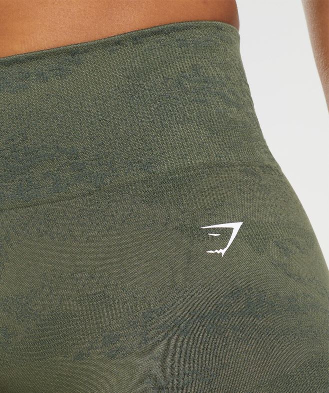 Gymshark adapter le short camouflage sans couture olive mousse/olive noyau femmes 6HF2814