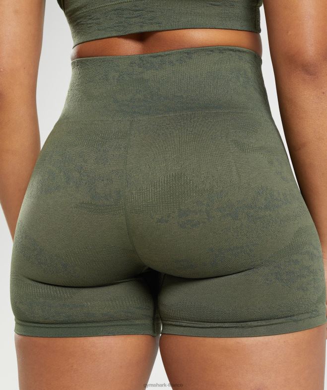 Gymshark adapter le short camouflage sans couture olive mousse/olive noyau femmes 6HF2814