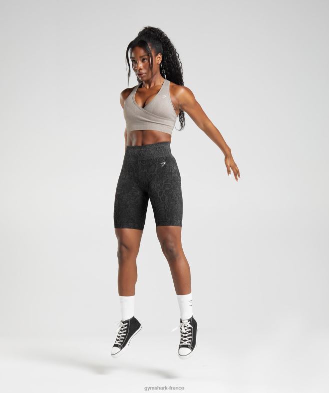 Gymshark adapter le short cycliste sans couture animal gris urbain/noir femmes 6HF2823