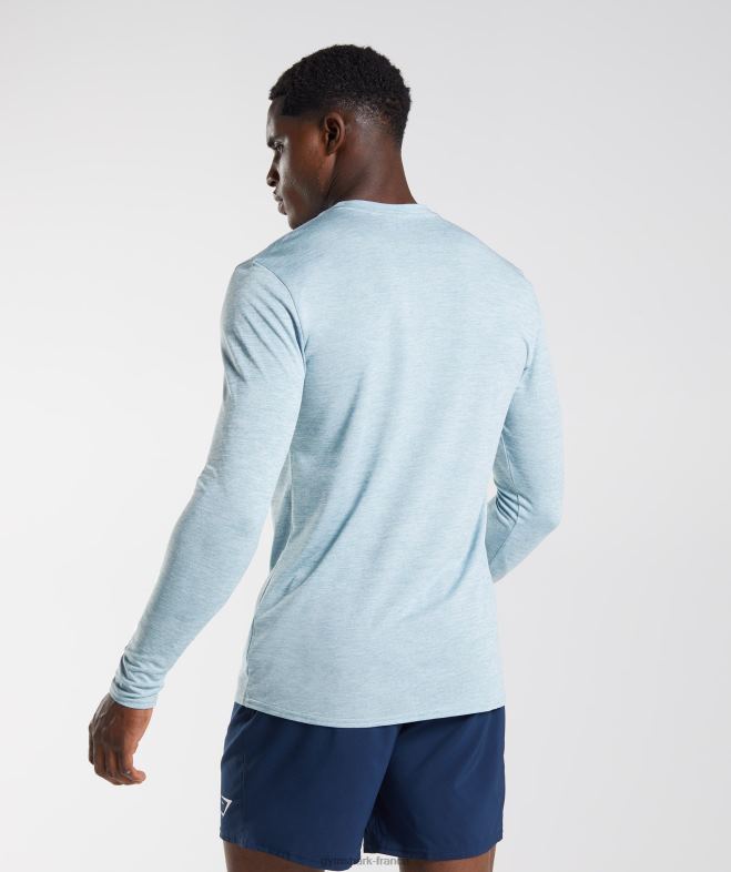 Gymshark arrivée - t-shirt chiné à manches longues bleu iceberg/bleu glacé chiné Hommes 6HF28730