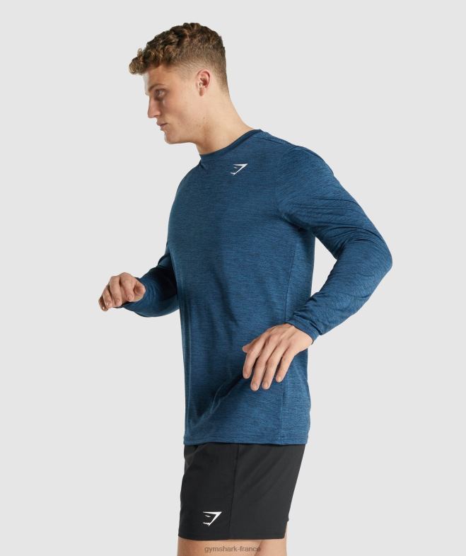Gymshark arrivée - t-shirt chiné à manches longues marine chiné Hommes 6HF28755
