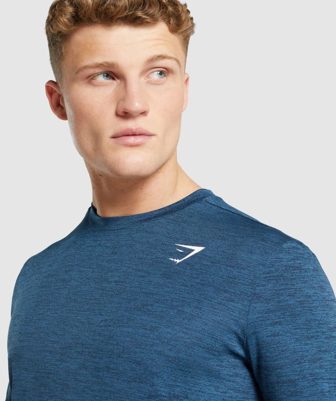 Gymshark arrivée - t-shirt chiné à manches longues marine chiné Hommes 6HF28755