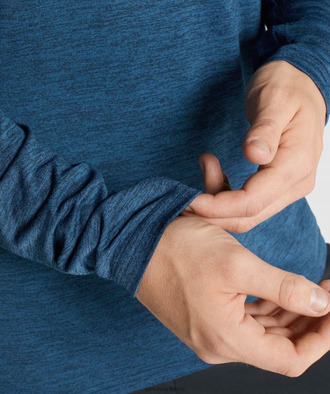 Gymshark arrivée - t-shirt chiné à manches longues marine chiné Hommes 6HF28755