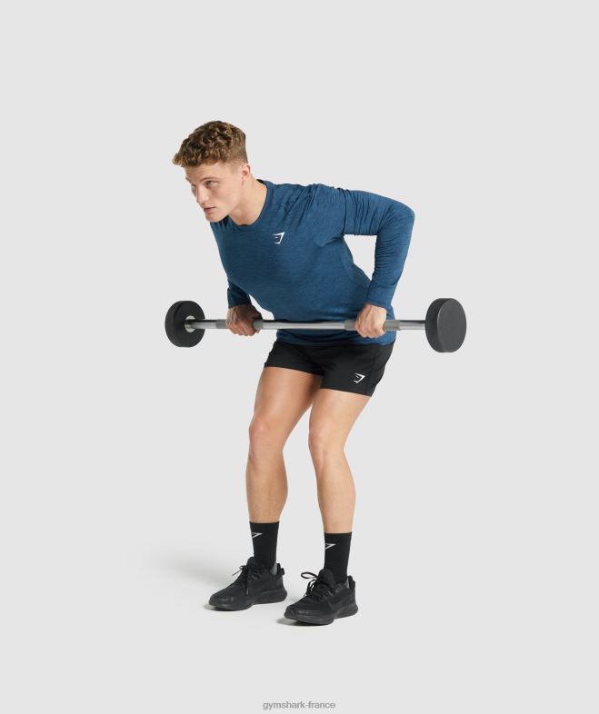 Gymshark arrivée - t-shirt chiné à manches longues marine chiné Hommes 6HF28755