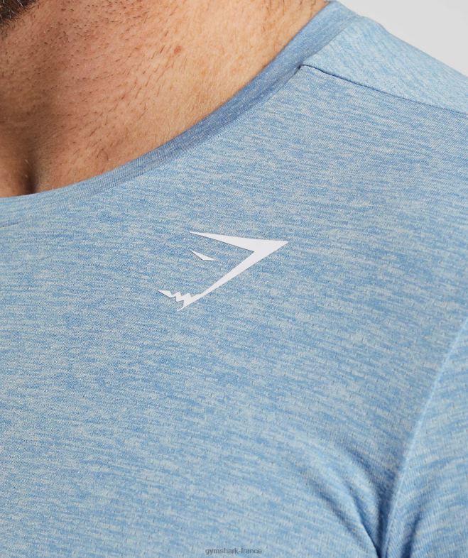 Gymshark arrivée t-shirt chiné bleu ozone/bleu horizon chiné Hommes 6HF28781