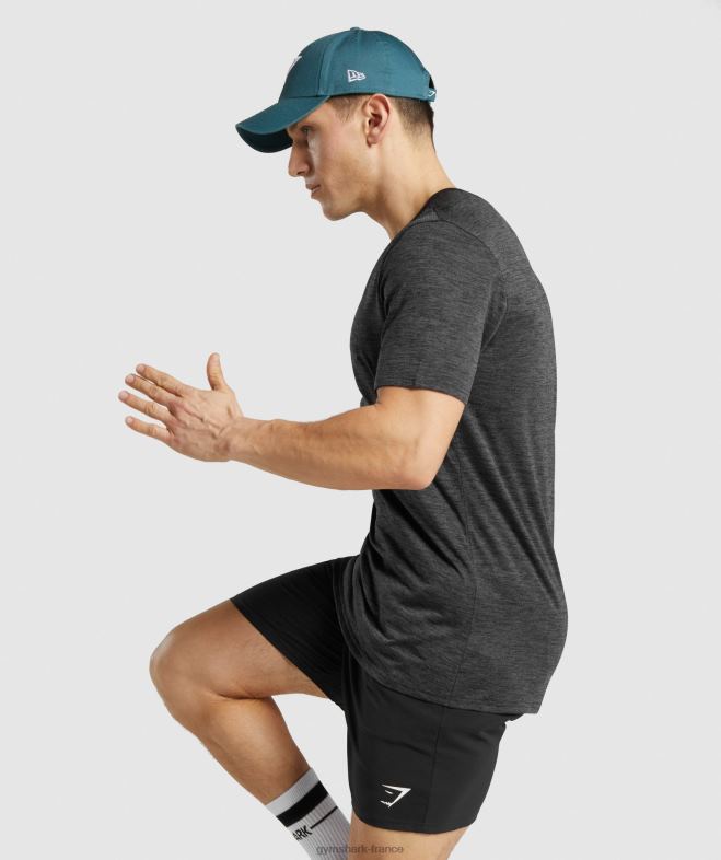 Gymshark arrivée t-shirt chiné noir Hommes 6HF28612