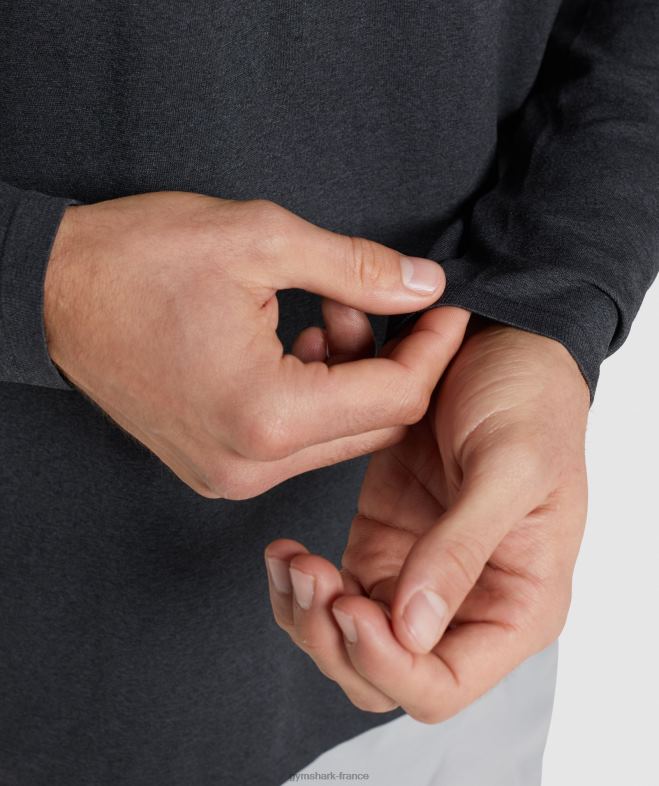 Gymshark arrivée t-shirt sans couture à manches longues marne noire Hommes 6HF28752