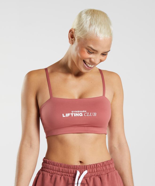 Gymshark bandeau club social rose marron femmes 6HF28190
