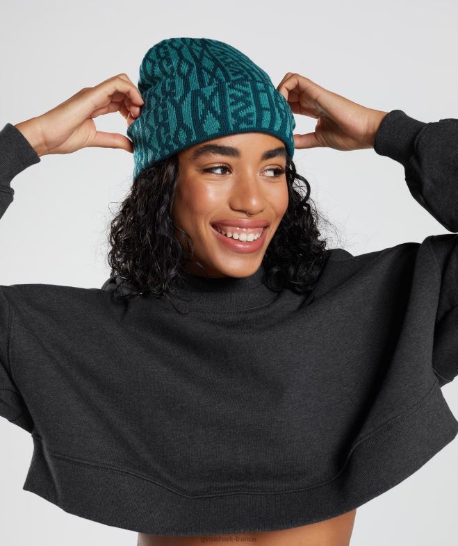 Gymshark bonnet en jacquard réversible sarcelle d\hiver/bleu ardoise unisexe 6HF281144