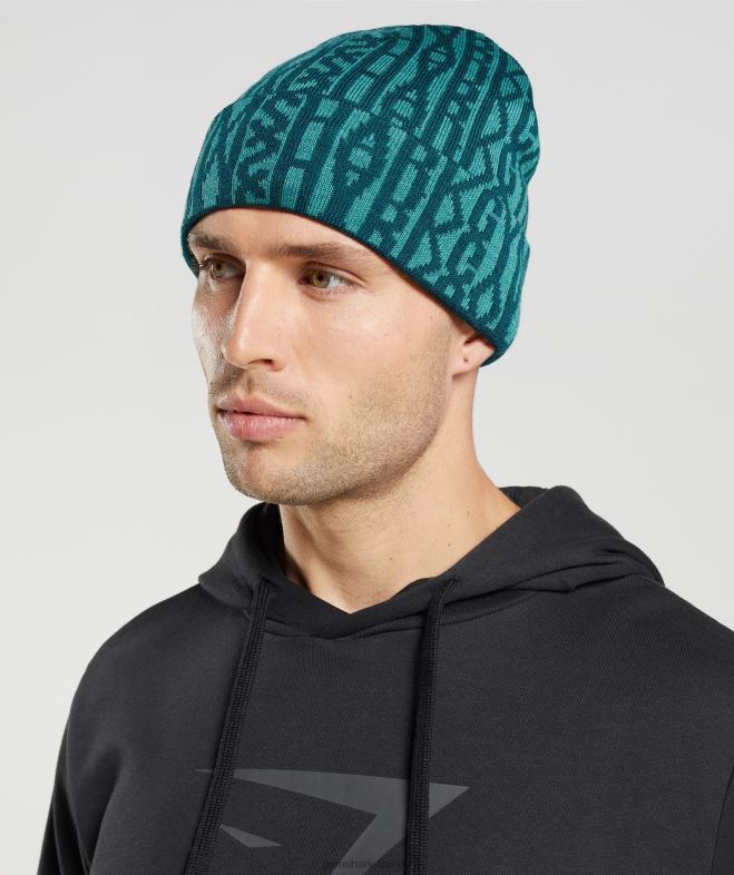 Gymshark bonnet en jacquard réversible sarcelle d\hiver/bleu ardoise unisexe 6HF281144