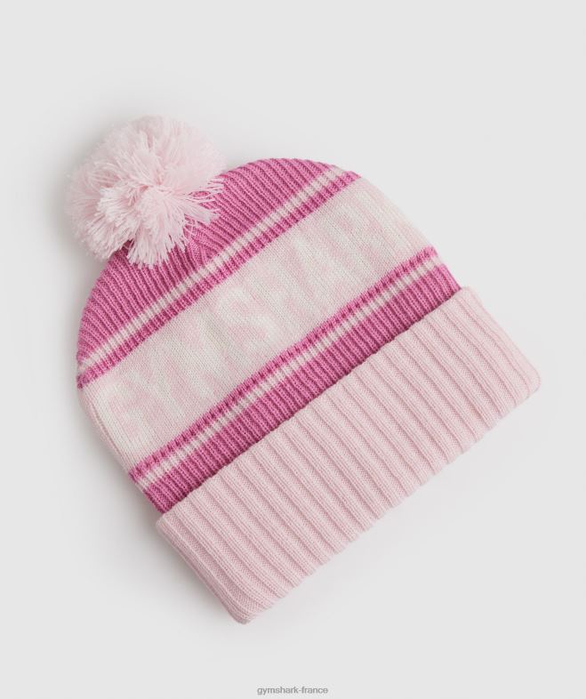 Gymshark bonnet à pompon rose fleuri/rose doux/blanc unisexe 6HF281147