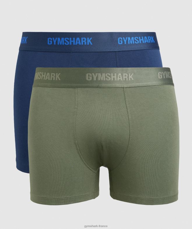 Gymshark boxeurs 2pk noyau olive/marine Hommes 6HF281047