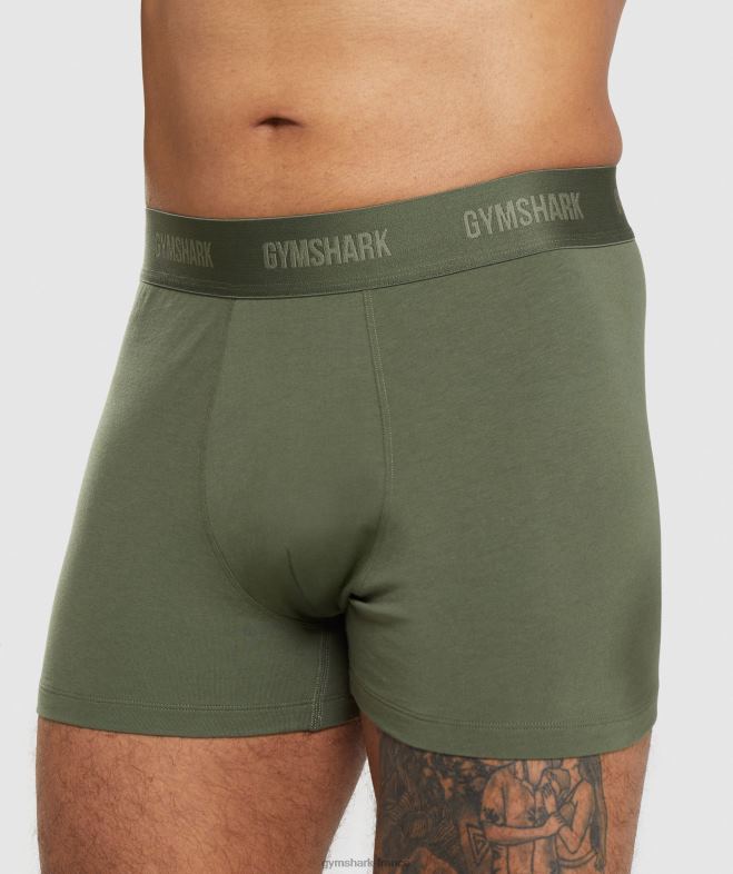 Gymshark boxeurs 2pk noyau olive/marine Hommes 6HF281047