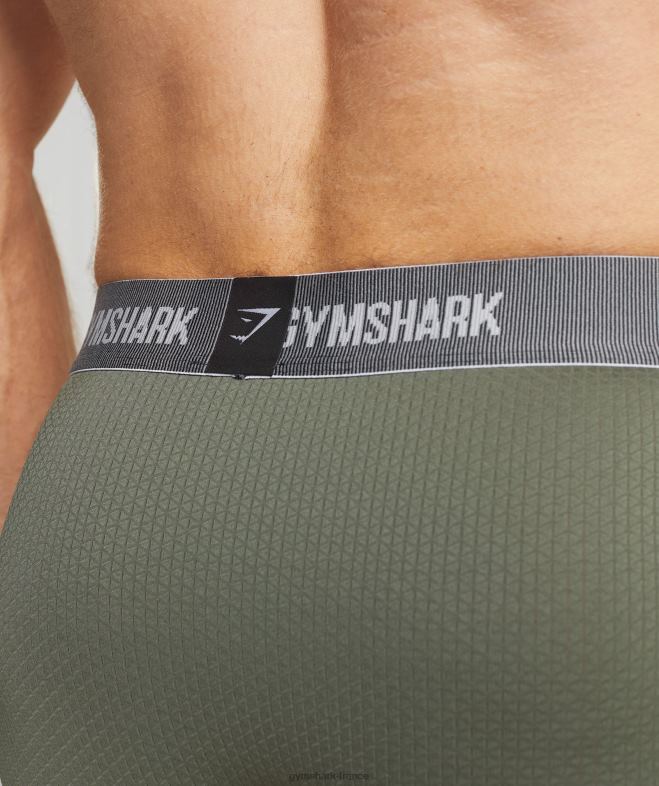 Gymshark boxeurs sports tech paquet de 2 noir/noyau olive Hommes 6HF281045