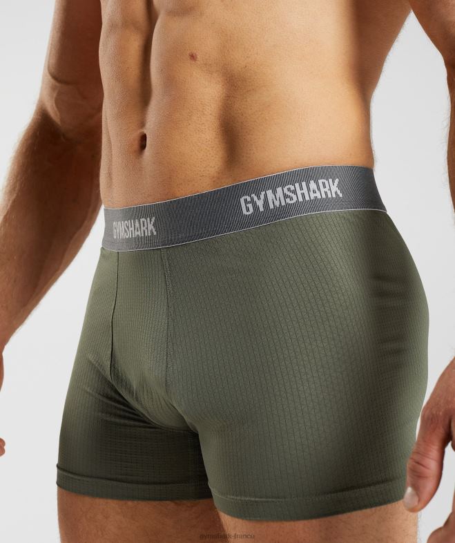 Gymshark boxeurs sports tech paquet de 2 noir/noyau olive Hommes 6HF281045