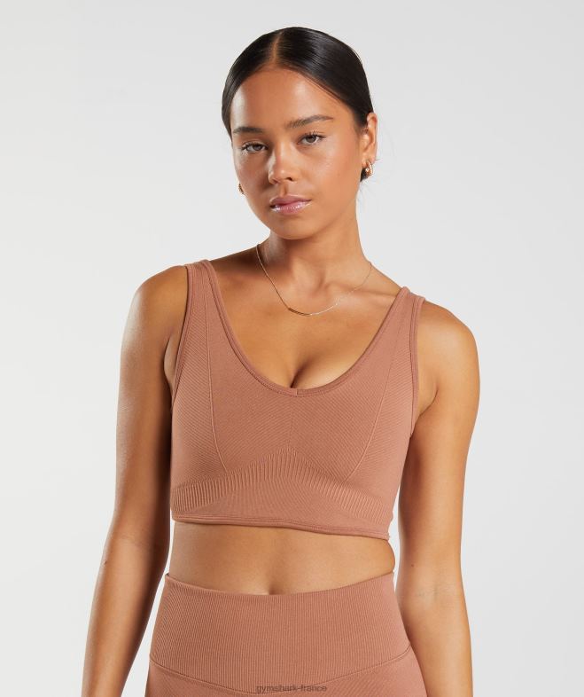 Gymshark bralette sans couture pour jour de repos café brun femmes 6HF28175