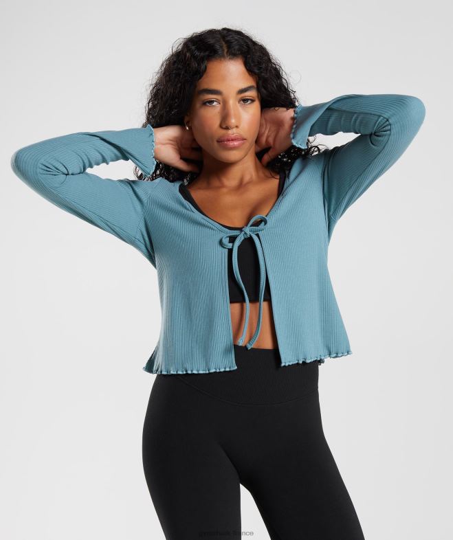 Gymshark cardigan pause bleu carbonisé femmes 6HF28373
