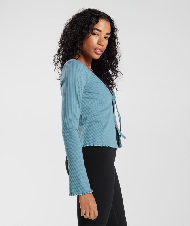 Gymshark cardigan pause bleu carbonisé femmes 6HF28373