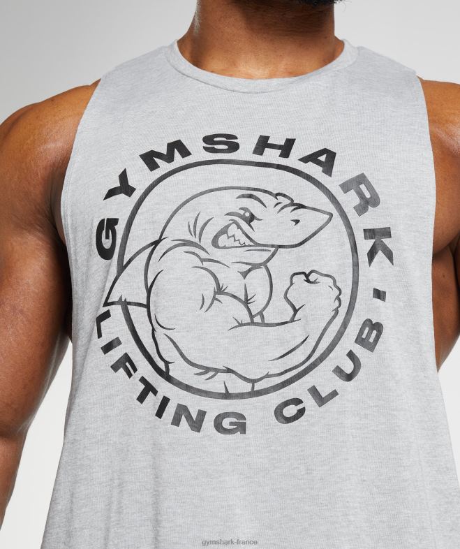 Gymshark char à bras tombant hérité chiné à noyau gris clair Hommes 6HF28952