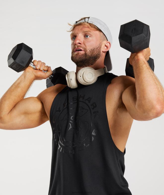 Gymshark char à bras tombant hérité noir Hommes 6HF28944