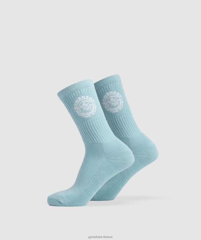 Gymshark chaussettes Legacy Crew paquet de 2 bleu iceberg/blanc unisexe 6HF281088
