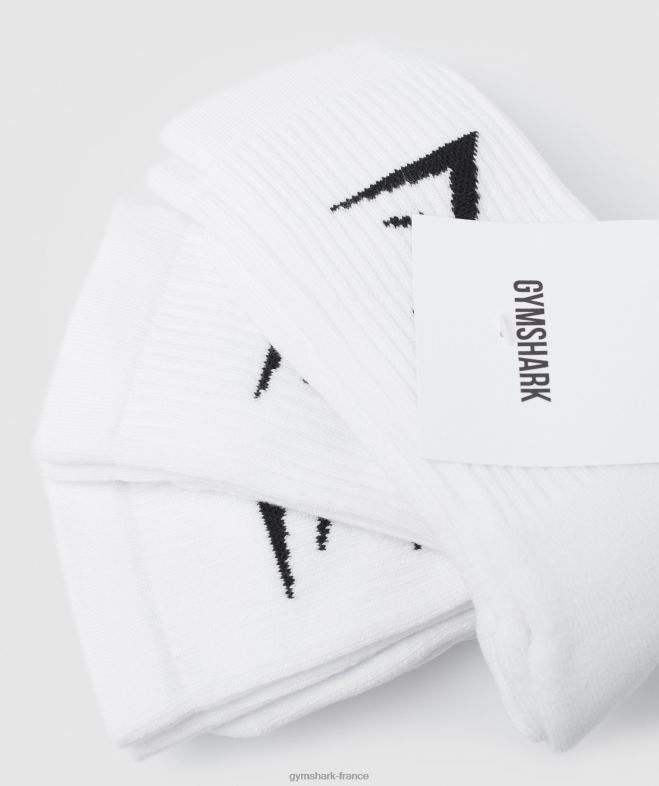 Gymshark chaussettes équipage paquet de 3 blanc unisexe 6HF281095