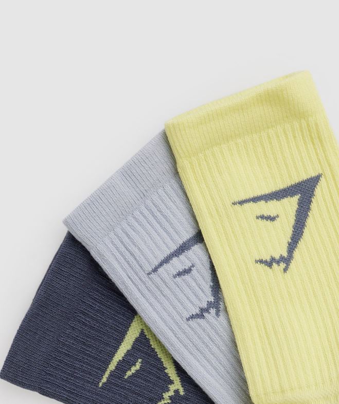 Gymshark chaussettes équipage paquet de 3 vert/gris/bleu unisexe 6HF281099