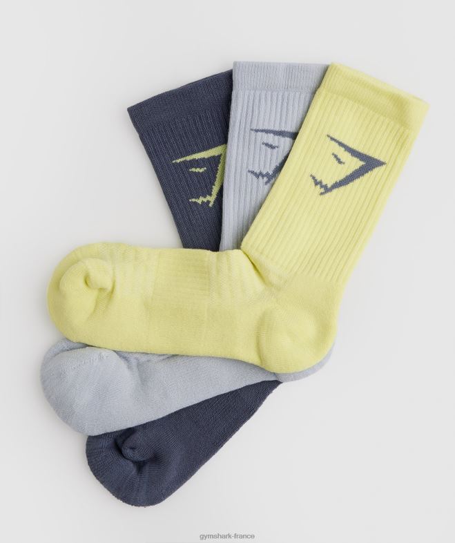 Gymshark chaussettes équipage paquet de 3 vert/gris/bleu unisexe 6HF281099