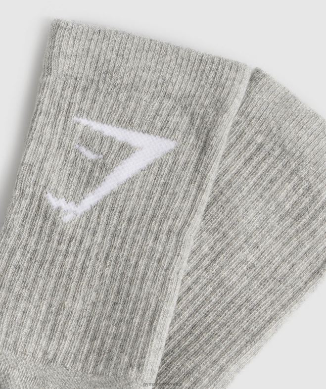 Gymshark chaussettes équipage paquet de 5 chiné gris clair unisexe 6HF281086
