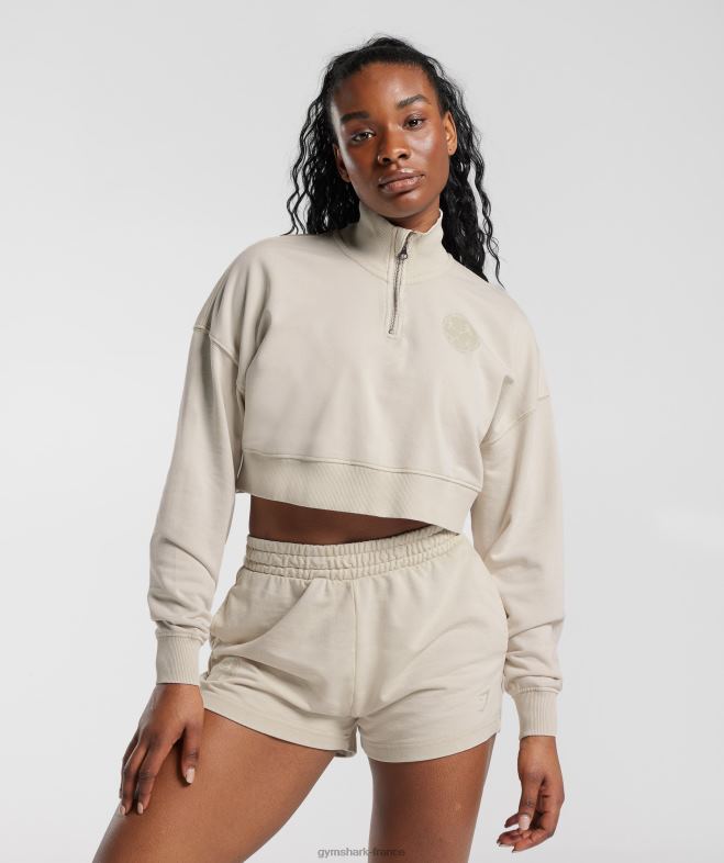 Gymshark collégial 1/4 zip champignon brun femmes 6HF28380