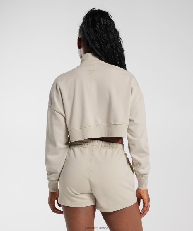 Gymshark collégial 1/4 zip champignon brun femmes 6HF28380