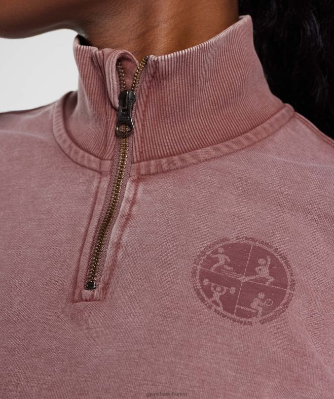 Gymshark collégial 1/4 zip marron poussiéreux femmes 6HF28376