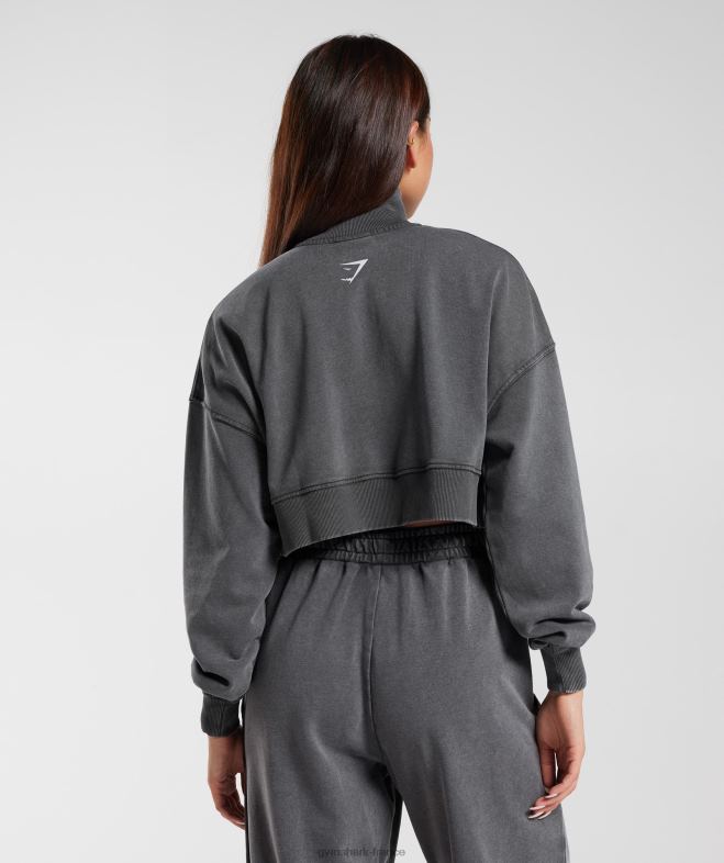 Gymshark collégial 1/4 zip silhouette grise femmes 6HF28387