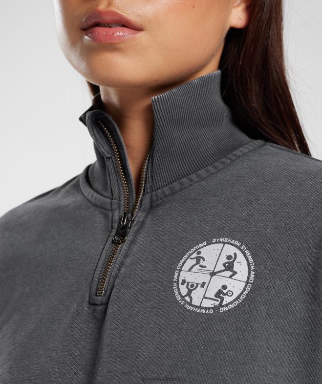 Gymshark collégial 1/4 zip silhouette grise femmes 6HF28387