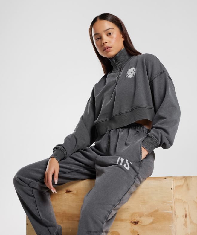 Gymshark collégial 1/4 zip silhouette grise femmes 6HF28387