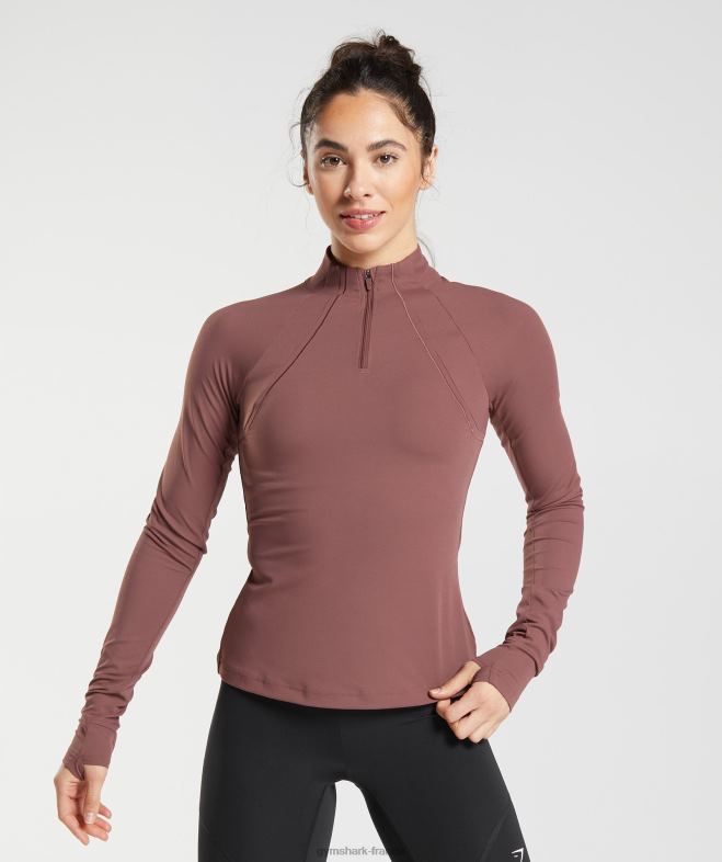 Gymshark courir 1/4 zip marron magenta femmes 6HF28359