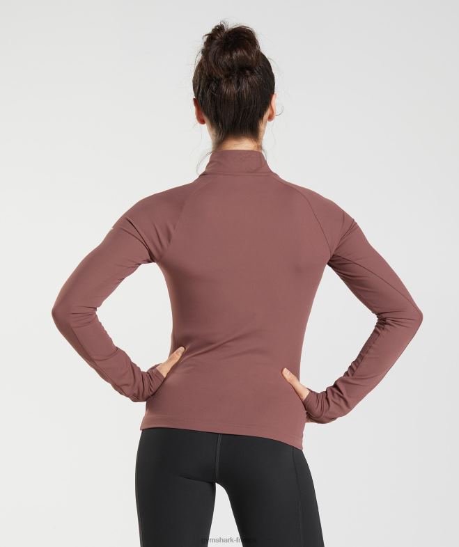 Gymshark courir 1/4 zip marron magenta femmes 6HF28359