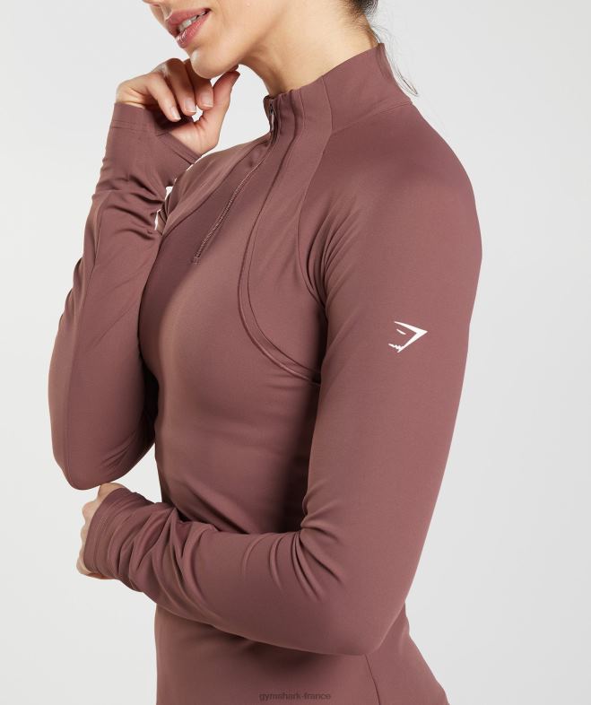 Gymshark courir 1/4 zip marron magenta femmes 6HF28359