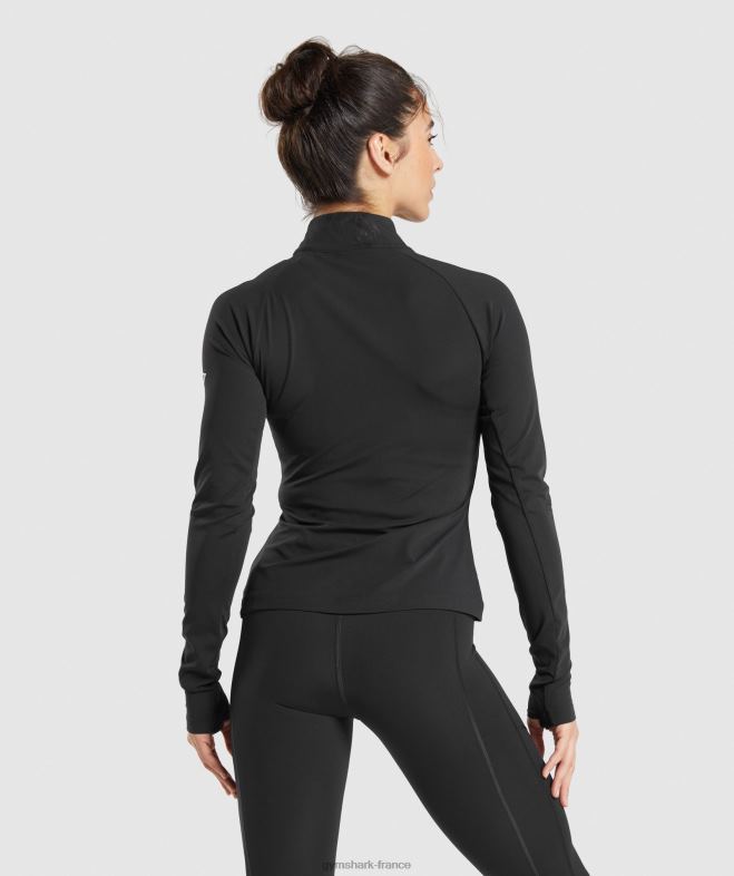 Gymshark courir 1/4 zip noir femmes 6HF28349