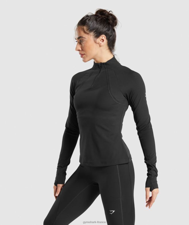 Gymshark courir 1/4 zip noir femmes 6HF28349