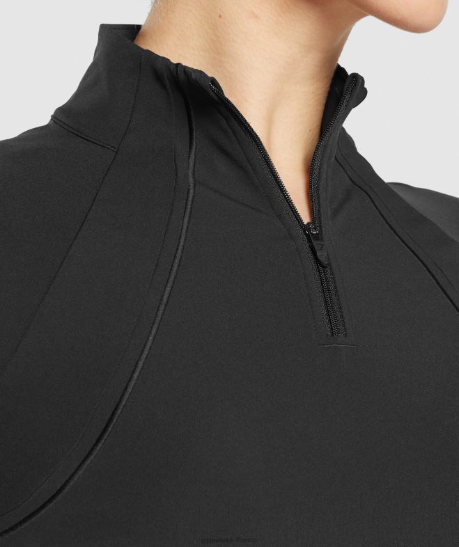 Gymshark courir 1/4 zip noir femmes 6HF28349