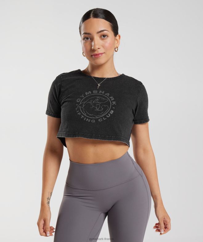 Gymshark crop top délavé Legacy noir femmes 6HF28429