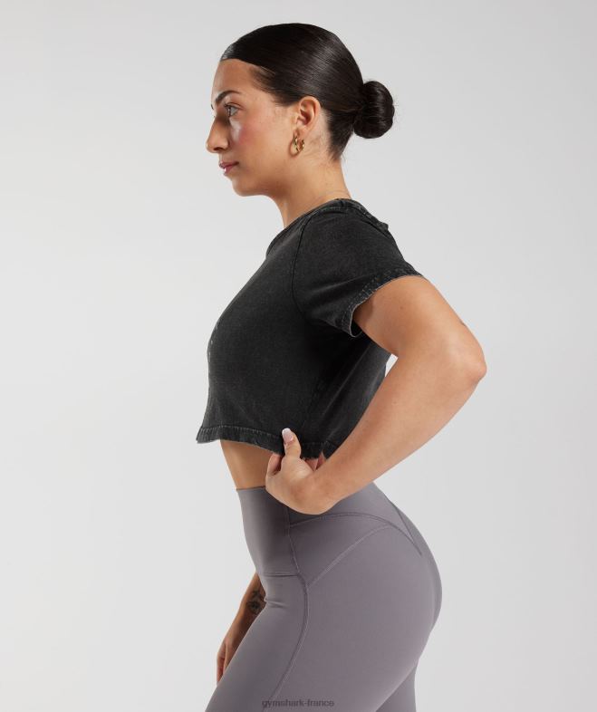 Gymshark crop top délavé Legacy noir femmes 6HF28429