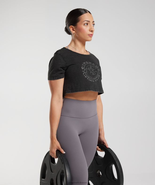 Gymshark crop top délavé Legacy noir femmes 6HF28429