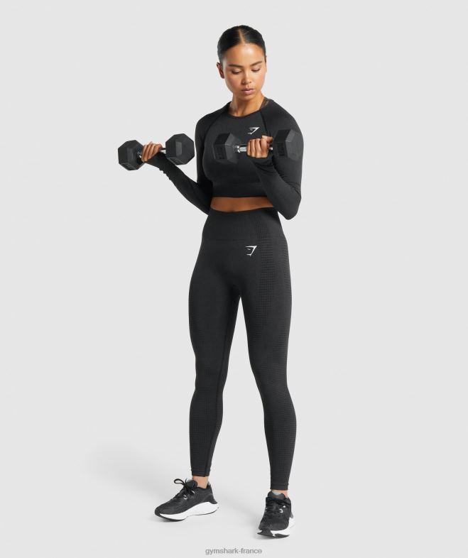 Gymshark crop top vital sans couture 20 à manches longues marne noire femmes 6HF28467