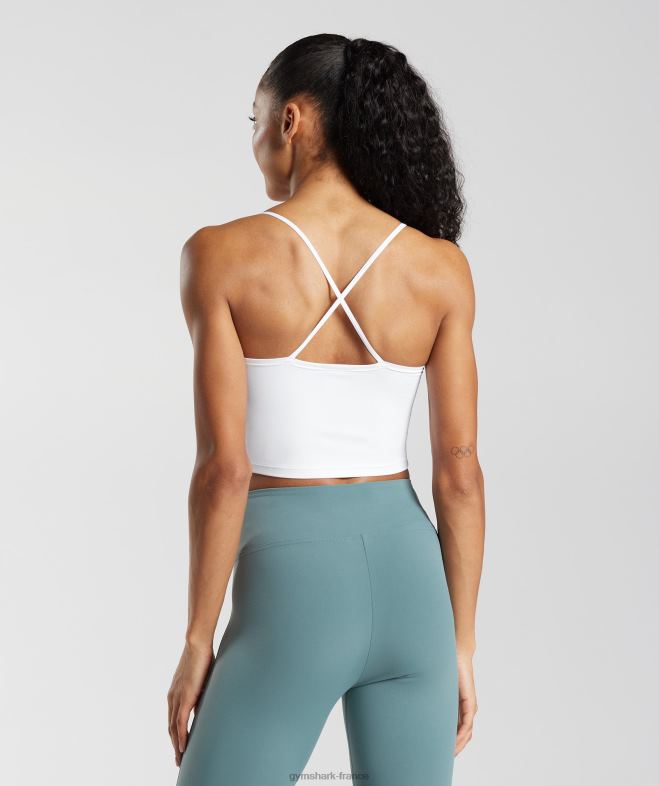 Gymshark débardeur court à bretelles blanc femmes 6HF28499