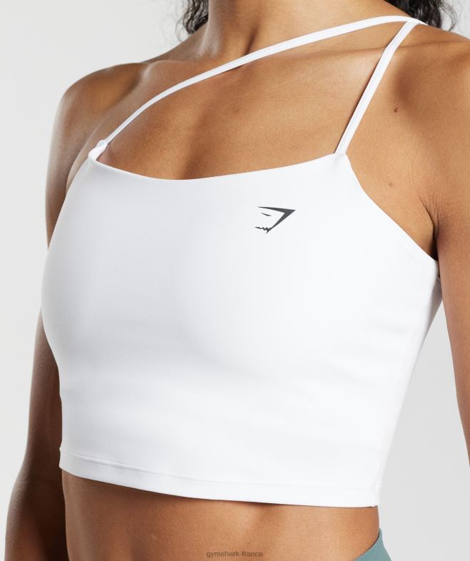 Gymshark débardeur court à bretelles blanc femmes 6HF28499